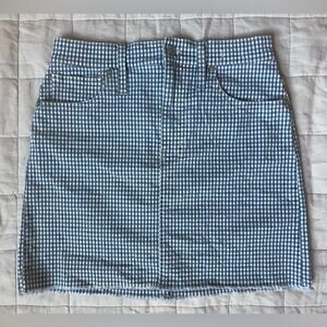 Madewell Stretch Straight Mini Skirt Blue Gingham: Raw-Hemmed Edition - 27
